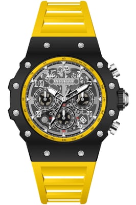 Invicta Racing 69670 Herenhorloge - Quartz Uurwerk - Acryl met Zilveren Wijzerplaat - 43 mm