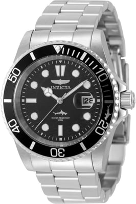 Invicta Pro Diver 50824 Herenhorloge - Quartz Uurwerk - Roestvrij Staal met Zwarte Wijzerplaat - 42 mm