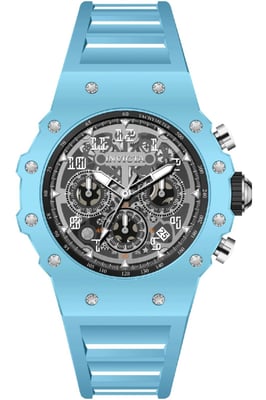 Invicta Racing 69674 Herenhorloge - Quartz Uurwerk - Acryl met Zilveren Wijzerplaat - 43 mm