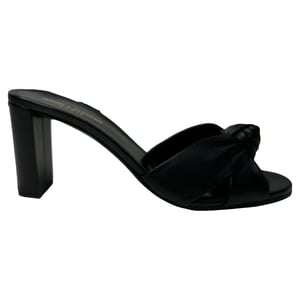 Saint Laurent Bianca Slide Sandalen in Zwart Leder