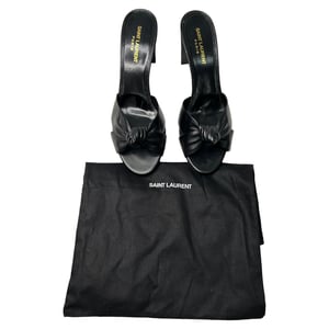 Saint Laurent Bianca Slide Sandalen in Zwart Leder