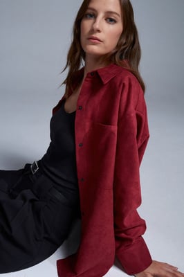 Dames Faux Suède Ontspannen Shirt
