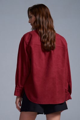Dames Faux Suède Ontspannen Shirt