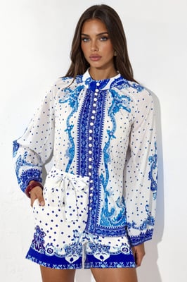 Paisley Geweven Playsuit Met Strikdetail