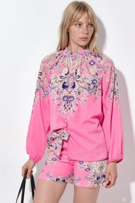 Paisley Woven Jumpsuit Met Strikdetail
