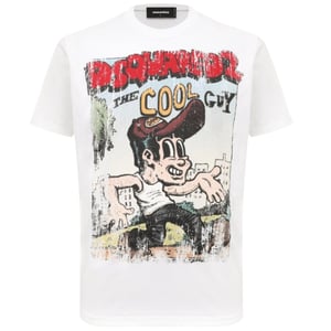 Dsquared2 Cigarette Fit The Cool Guy Print Wit T-shirt