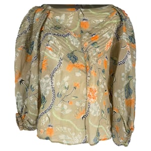 Chloé blouse met bloemenprint en ballonmouwen in veelkleurige ramie