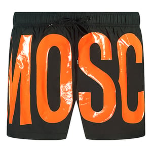 Moschino Grote Oranje Logo Zwarte Zwemshorts