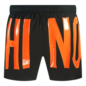 Moschino Grote Oranje Logo Zwarte Zwemshorts