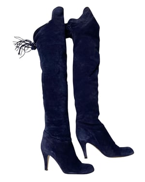 Chloe Hannah Franje Knielaarzen in Blauw Suède