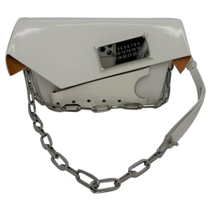 Maison Margiela Kleine Snatched Schoudertas van Witte Glanzende Leder