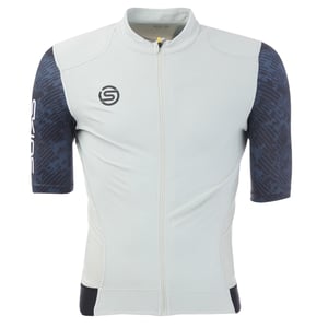 Skins Heren Elite fietsshirt met hoge kraag (Blauw/Wit)