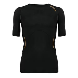 Skins Heren A400 Geometrisch Patroon Compressie T-shirt (Zwart)