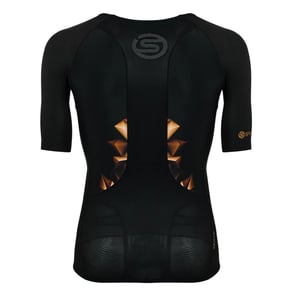 Skins Heren A400 Geometrisch Patroon Compressie T-shirt (Zwart)