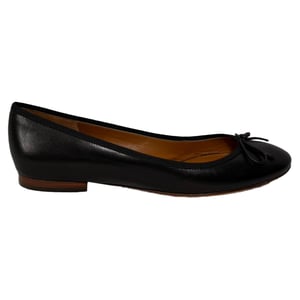 Celine Ballerina's met Strikdetails in Zwart Leer