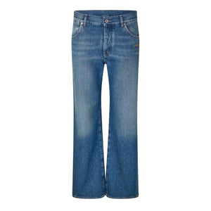 Off White Herenjeans met wijde pijpen en een relaxte pasvorm (Medium Blauw)