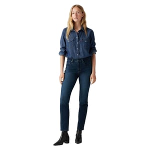 Levis Dames/Dames Hoog Rechte Jeans (Blauw)