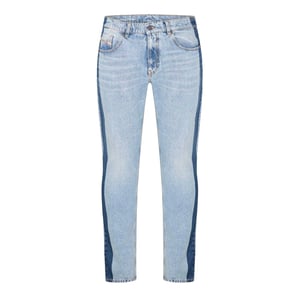 Diesel Herenjeans van denim met zijstreep, 5 zakken en rechte pijpen (Blauwe Denim)