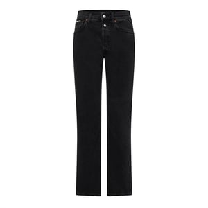 Replay Damesjeans van katoenen denim met dubbele knoopsluiting en recht model (Zwart)