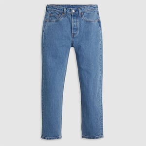 Levis Damesjeans 501 met rechte pijpen en enkellengte (Donkere Denim)