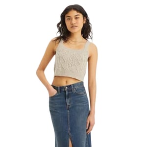 Levis Korte tanktop met kabelpatroon voor dames (Havermout Heather)