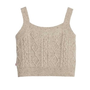 Levis Korte tanktop met kabelpatroon voor dames (Havermout Heather)