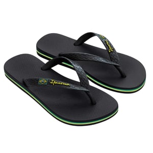 Ipanema Platte teenslippers voor dames met de Braziliaanse vlag (Zwart)