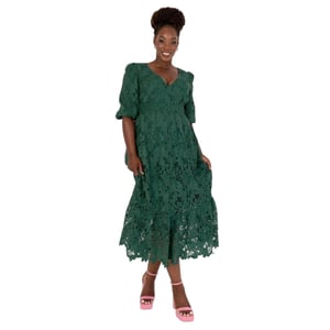 Maya Deluxe Dames/Dames 3/4 Mouw Midi Dress (Smaragd)