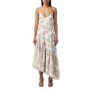 Armani Exchange Maxijurk voor dames met tie-dye-patroon en asymmetrische zoom (Zand)