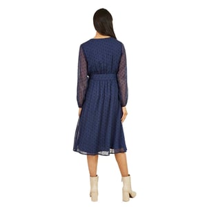 Mela London Dobby-jurk met stippen voor dames (Marine)