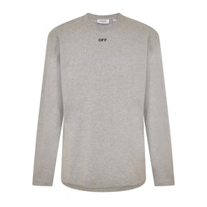 Off White Heren-T-shirt met ronde hals, normale pasvorm en lange mouwen (Grijs/Zwart)