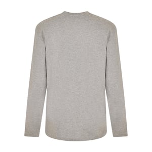 Off White Heren-T-shirt met ronde hals, normale pasvorm en lange mouwen (Grijs/Zwart)