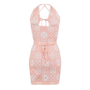 Off White Mini-jurk met bandana-print voor dames (Roze/Wit)