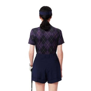 Lacoste Dames Geruite Ultra Dry Polo Shirt (Paars)
