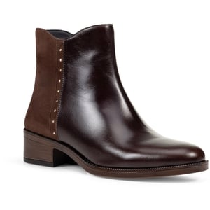 Geox D Camexia Leren Dames Donkerbruine Laarzen