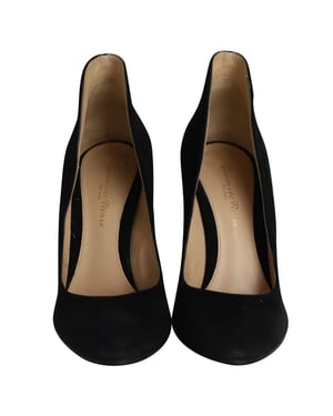 Gianvito Rossi Ronde Neus Flared Pumps in Zwart Suède