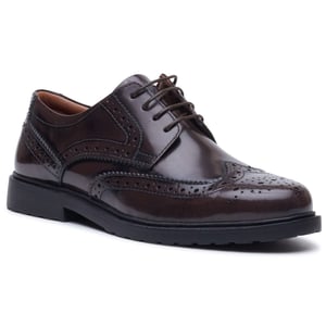 Hush Puppies Verity Hi-Shine Leren Dames Chocolade Brogues Schoenen