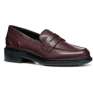 Geox D Walk Pleasure F Leren Vrouwen Wijnkleurige Mocassinschoenen
