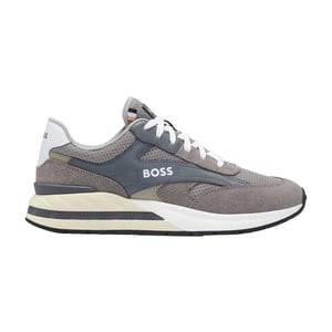 Boss Heren Kurt Leren Hardlooptrainers (Grijs)