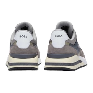Boss Heren Kurt Leren Hardlooptrainers (Grijs)