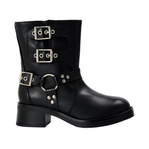 Steve Madden Motorlaarzen voor dames van kalfsleer met blokhak (Zwart)