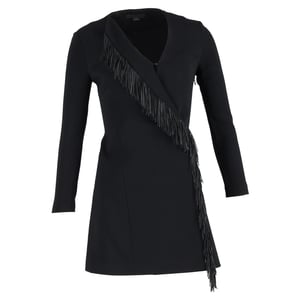 Alexander Wang mini-jurk met franjes en wikkeldetail in zwarte viscose