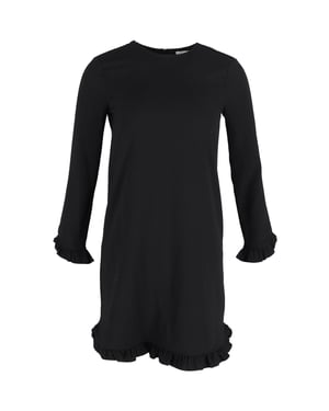Ganni jurk met ruches aan de zoom in zwart polyester