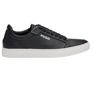 Hugo Heren Futurism leren platte sneakers met ronde neus (Zwart)