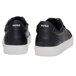 Hugo Heren Futurism leren platte sneakers met ronde neus (Zwart)
