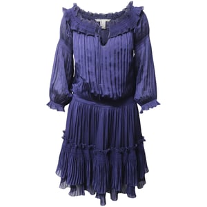 Nieuwe accordeonjurk van Diane Von Furstenberg in blauw polyester.