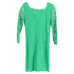 Diane Von Furstenberg Zarita jurk met lange mouwen en kant in groene rayon
