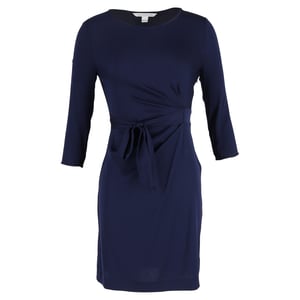 Diane Von Furstenberg minijurk met strik in de taille in marineblauw polyester