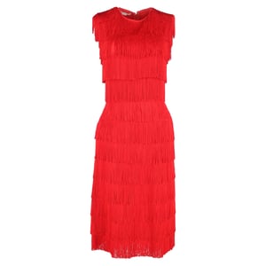 Stella McCartney Emma midi-jurk met franjes in rood polyester