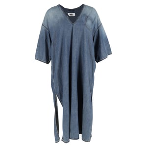 Maison Margiela midi-jurk met V-hals en zijsplit in katoenen denim